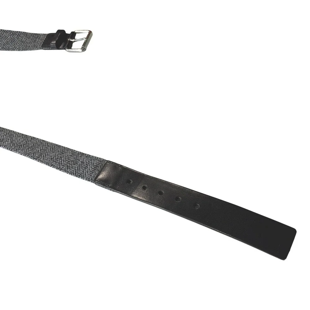 Allen Edmonds Mens Herringbone‎ Leather Belt Grey Black Wool USA Size 44 11811